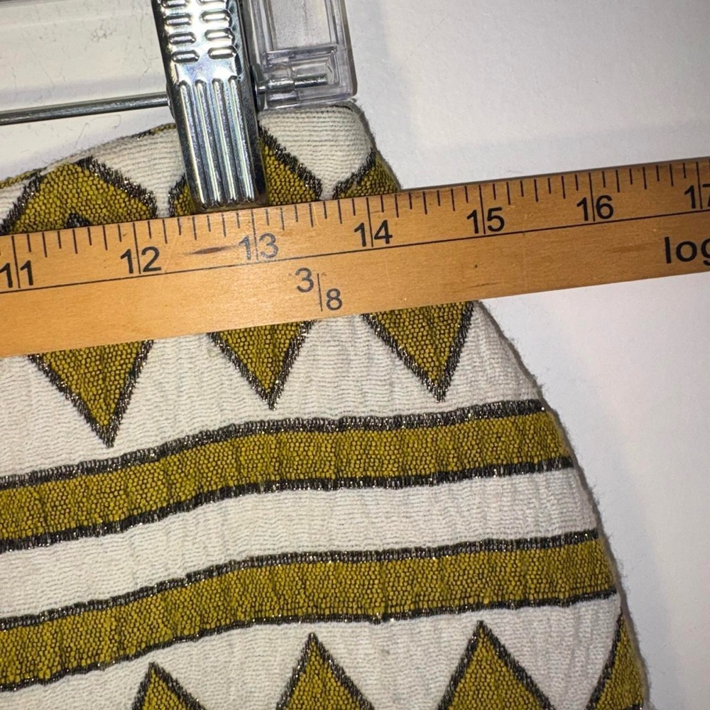 Zara Olive and Cream Geometric Embroidered Mini Skirt - Picture 5 of 8
